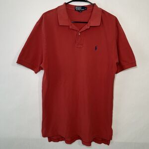 Polo Ralph Lauren Polo Shirt Mens Size Large Salmon Pink Blue Pony Short Sleeve